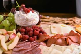Meat, cheese and fruit tray