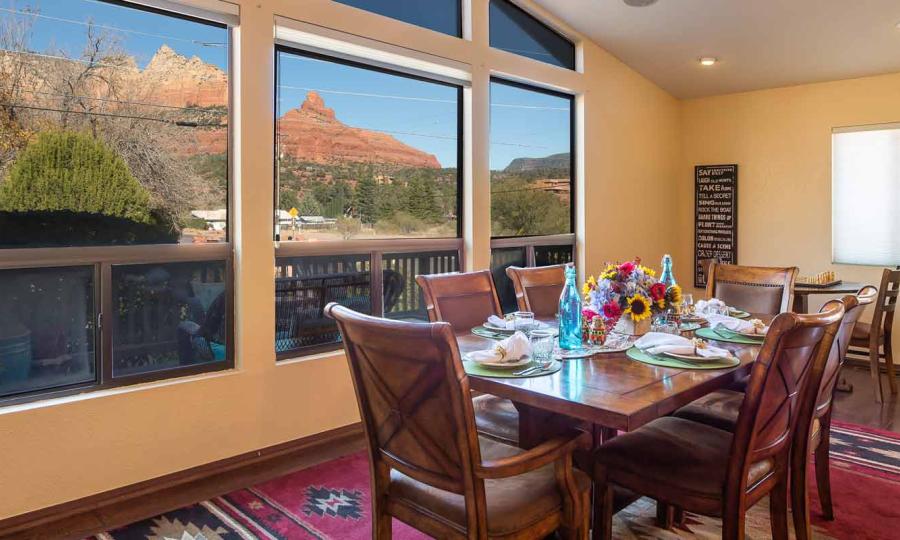 Whispering Creek Bed & Breakfast Dining Room View of Red Rock Mountains